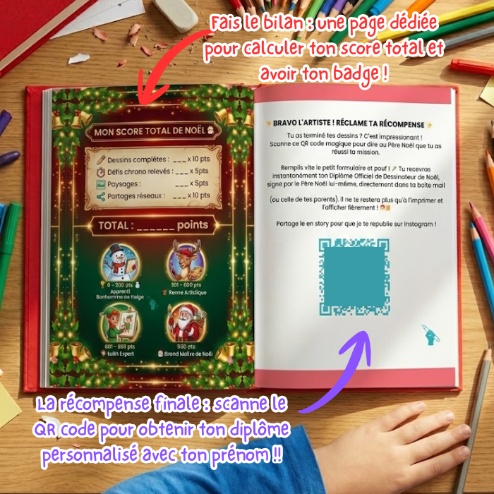 Deuxième exemple de page du livre Dessins de Noël