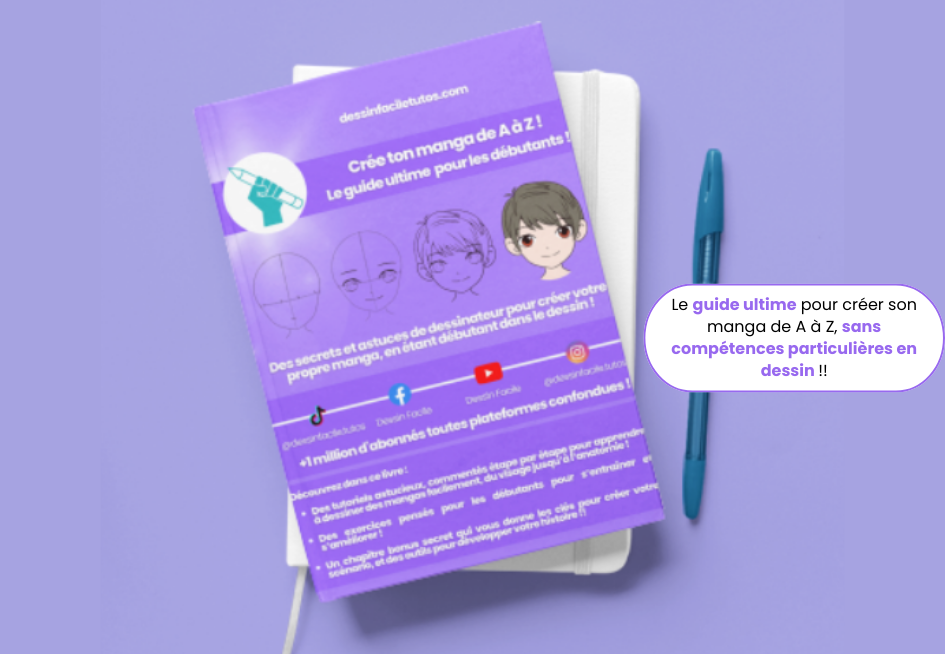 Page intérieure du guide manga montrant une étape de dessin