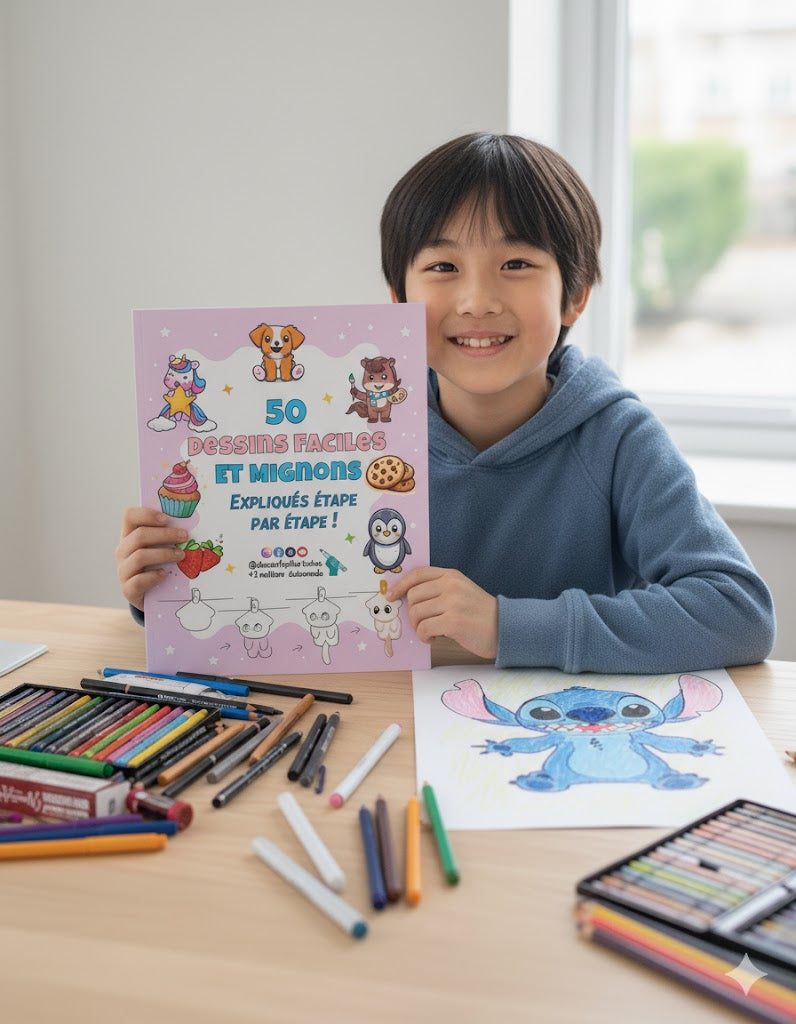 Mockup du livre 50 Dessins Faciles et Mignons