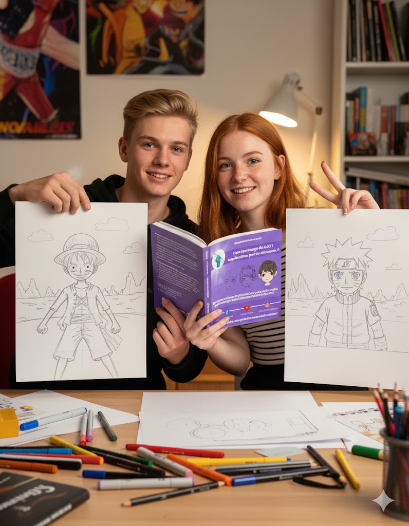 Aperçu du livre Crée et dessine ton manga posé sur une table