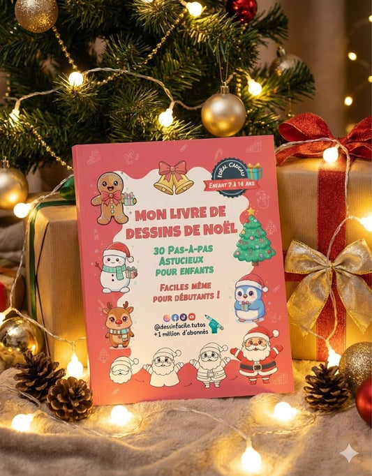 Couverture du livre Dessins de Noël - 30 pas-à-pas astucieux pour enfants de 7 à 14 ans